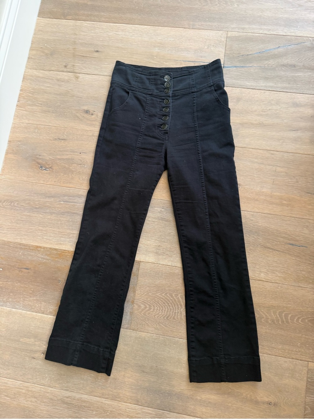 Ulla Johnson High-Waist Black Button Front Pants